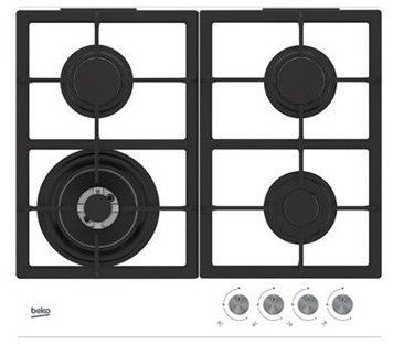 Варильна поверхня Beko газова, 60см, чавун, білий RC_HILW64225SW фото