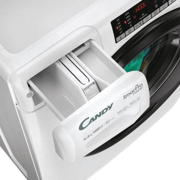 Candy Пральна машина фронтальна, 6(4)кг, 1400, A, 45.4см, дисплей, пара, інвертор, білий RC_CSOW44644TWMB6-S фото