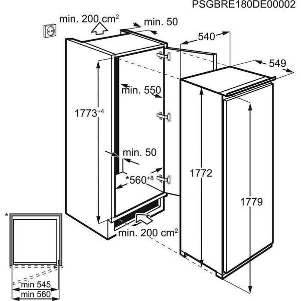 Морозильна камера Electrolux вбудована, 177x55х55, 204л, А++, NF, дисплей внутр., білий RC_LUN7NE18S фото
