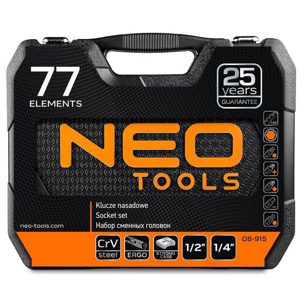 Набір інструментів Neo Tools 1/2, 1/4, 77 шт 08-915 RC_08-915 фото