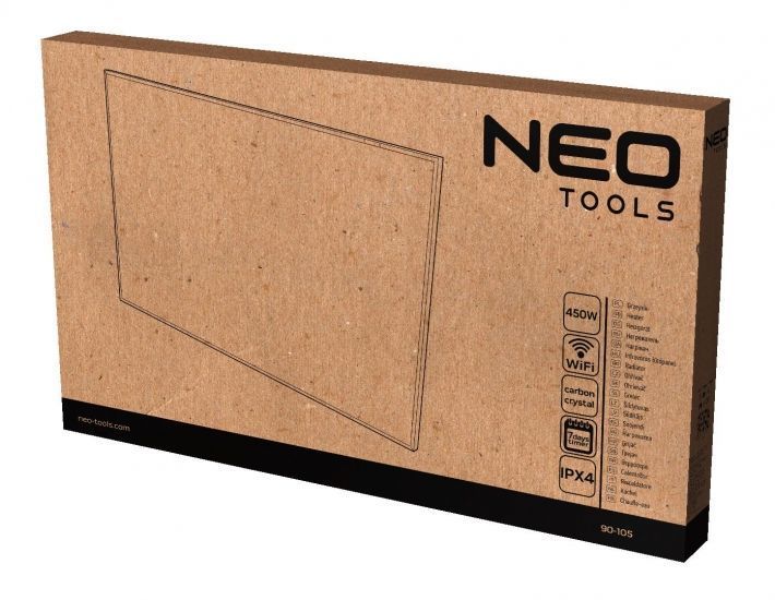Панель інфрачервона Neo Tools, 450Вт, WIFI, 90х50х3.6см, IP24, термостат, білий RC_90-105 фото