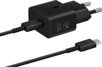 Зарядний пристрій мережевий Samsung 25Вт USB-С, кабель USB-C > USB-C, 1м, чорний RC_EP-T2510XBEGEU фото