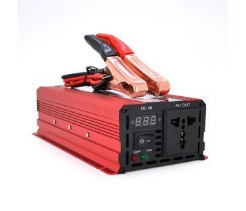 Інвертор напруги CJ-1600M (DC:800W) 12/220V з апроксимованою синусоїдою 1 універсальна розетка крокодили U_28538 фото