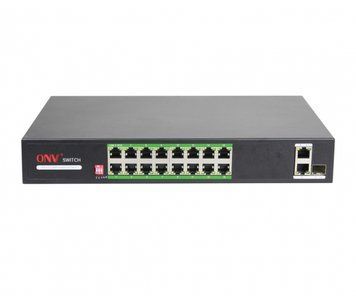 Комутатор PoE ONV-H1016PLD, 16 портів, 100Мбіт + 2 Uplink 1000Мбіт + 1 SFP 1000Мбіт (без акумулятора та зарядного пристрою) U_33743 фото