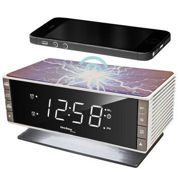 Часы настольные с радио Technoline WT487 Wireless Mobile Charging White/Brown (WT487) DS_DAS302715 фото
