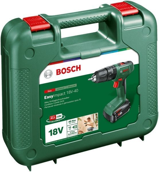Bosch Шуруповерт-дриль акумуляторна EasyImpact 18V-40 18В 1х2А&middot;год 20&middot;38Нм 0-430&middot;0-1630об&middot;хв кейс ЗП 1.4кг RC_0.603.9D8.107 фото