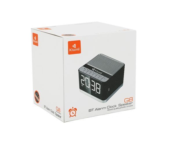 Колонка Kisonli G8 Bluetooth 5.0, 1х5W, 2000m Аг, USB/TF/BT/FM/AUX/LCD/Clock, DC: 5V/1A, Чорний, Q40 U_31313 фото