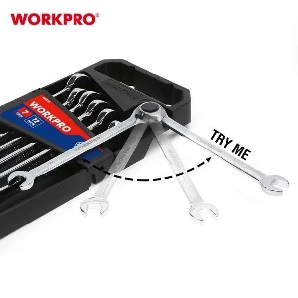Набір гайкових ключів з храповим механізмом WORKPRO (7 попер.) W003322 DC_405104 фото