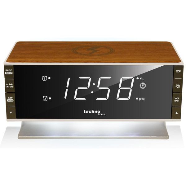 Часы настольные с радио Technoline WT487 Wireless Mobile Charging White/Brown (WT487) DS_DAS302715 фото