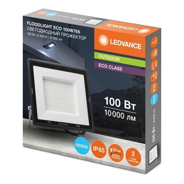 Прожектор LEDVANCE ECO 100Вт 10000Лм 6500K чорний RC_4099854230592 фото