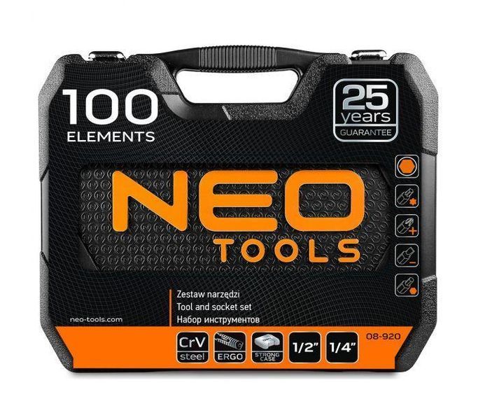 Набір інструменту Neo Tools 100 шт 1/4, 1/2, CrV 08-920 RC_08-920 фото