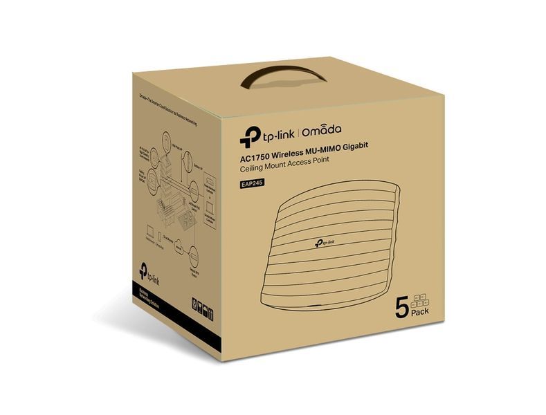Точка доступу EAP245 AC1750 1xGE LAN PoE MU-MIMO стель. 5 шт TP-Link RC_EAP245-5-PACK фото