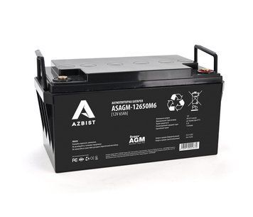 Акумулятор AZBIST Super AGM ASAGM-12650M6, Black Case, 12V 65.0Ah (348 х 168 х 178) Q1/48 U_02287 фото