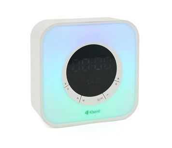 Колонка Kisonli Q6A Bluetooth 5.0, 1х5W, 3600m Аг, USB/TF/FM/BT/LED/Clock/RGB Light, DC: 5V/1A, Silver, Q30 U_31314 фото