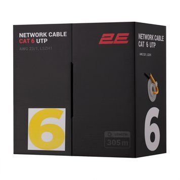 Кабель "вита пара" 2E CAT 6, U-UTP, 305м, AWG 23/1, LSZH-1, жовтий RC_2E-CBL6EUTP-LSZH1-YLW фото