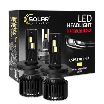 Автолампа Solar LED H4 12/24V 130W 11000Lm 6500K CSP3570 2шт LI_8704S2 фото