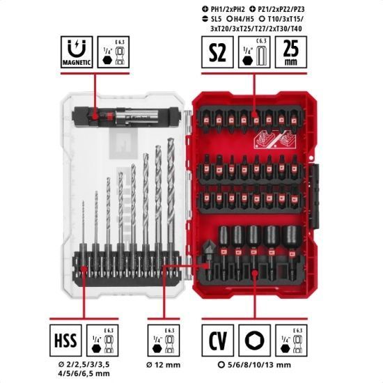 Набір ударних біт і свердл по металу Einhell 39шт M-Case 0.64кг RC_108773 фото