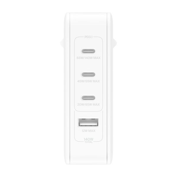Зарядний пристрій мережевий Belkin 140Вт 3хUSB-С GAN PD PPS, USB-A, білий RC_WCH014BTWH фото