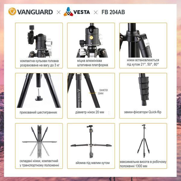 Штатив Vanguard Vesta FB 204AB (Vesta FB 204AB) DS_DAS301092 фото