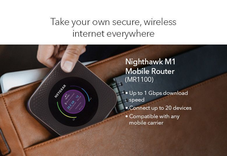 Мобільний маршрутизатор MR1100 Nighthawk M1 4G/LTE, 1xGE LAN/WAN, 1xUSB, 1xUSB TypeC, 1Гбіт/с, 2xTS-9 NETGEAR RC_MR1100-100EUS фото