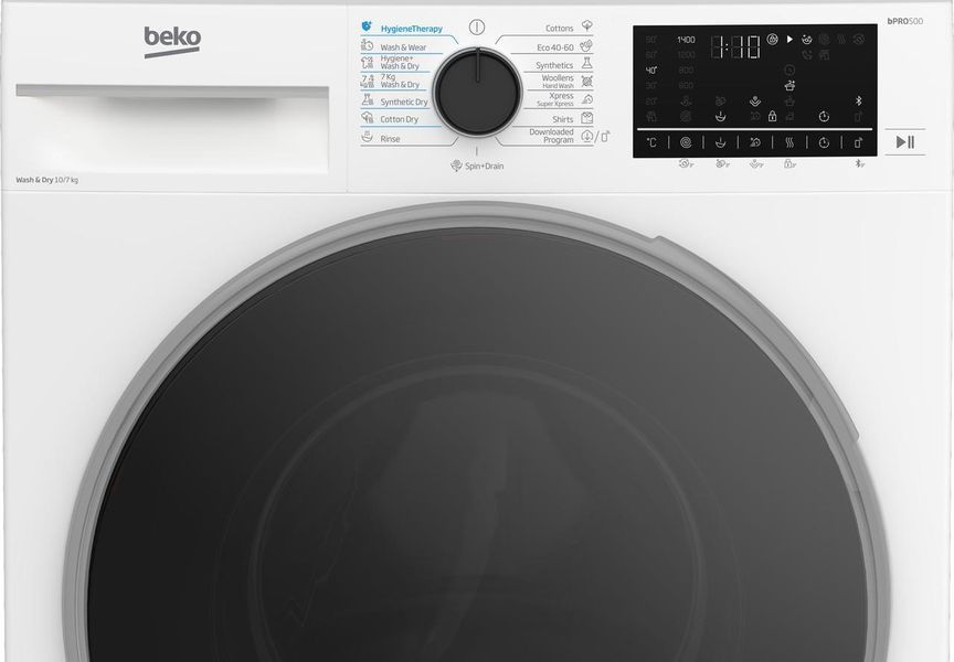 Пральна-сушильна машина Beko фронтальна, 10(7)кг, 1400, А, 60см, дисплей, білий RC_B5DFT510457WPB фото