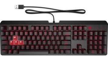 Клавиатура механическая HP OMEN Encoder, 104key, Cherry MX Red, USB-A, EN/RU, LED, черный RC_6YW76AA фото