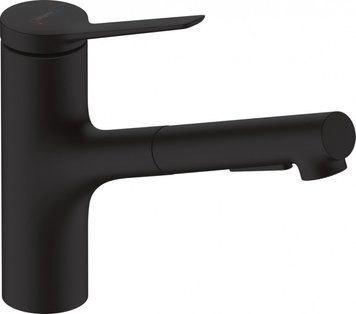 Смеситель для кухни Hansgrohe Zesis M33, длина излива - 219мм, вытяжной, 1рычажный, KM150, матовый черный RC_74800670 фото