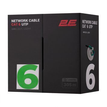Кабель "вита пара" 2E CAT 6, U-UTP, 305м, AWG 23/1, LSZH-1, зелений RC_2E-CBL6EUTP-LSZH1-GRN фото