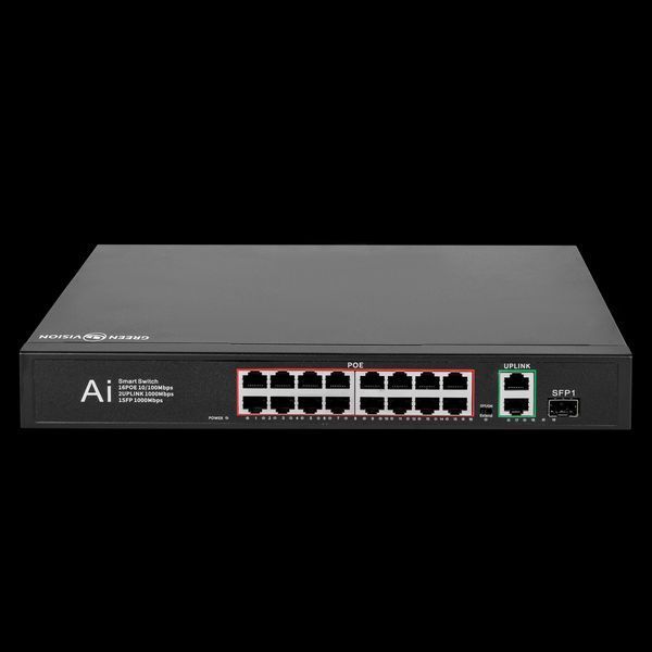 Комутатор мережевий POE GV-010-D-16+2 PG+1 SFP LP_11693 фото