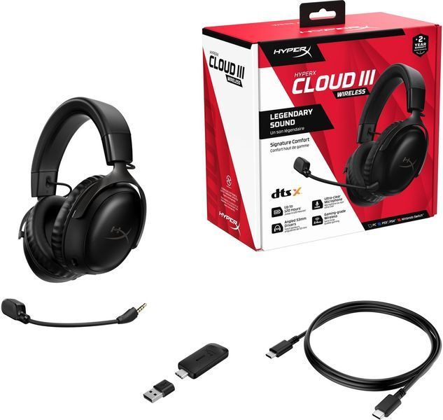 Гарнитура игровая HyperX Cloud III, WL/USB-A/USB-C, черный RC_77Z45AA фото