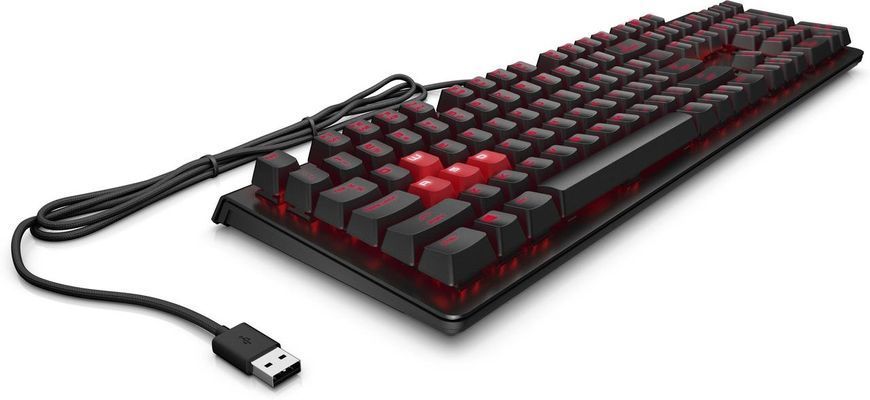 Клавіатура механічна HP OMEN Encoder, 104key, Cherry MX Red, USB-A, EN/RU, LED, чорний RC_6YW76AA фото