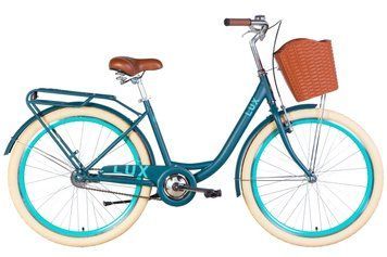 Велосипед ST 26" Dorozhnik LUX Velosteel рама-17" смарагдовий (м) з багажником зад St, з крилом St, з кошиком Pl 2022 VT_OPS-D-26-181 фото
