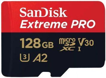 Карта памяти SanDisk microSD 128GB C10 UHS-I U3 R200/W90MB/s Extreme Pro V30+SD RC_SDSQXCD-128G-GN6MA фото