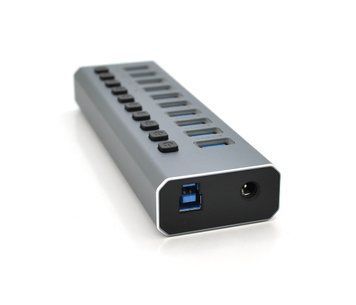 Хаб USB 3.0, 6 портів USB 3.0 + 4 порти QC3.0, з перемикачами на кожен порт, DC12V4A, Black, BOX U_27043 фото