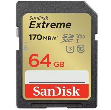 Карта памяти SanDisk SD 64GB C10 UHS-I U3 R170/W80MB/s Extreme V30 RC_SDSDXV2-064G-GNCIN фото