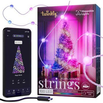 Гірлянда Smart LED Twinkly Candies Pearl RGB 100 IP20 6м USB-C прозорий кабель Twinkly RC_TWKP100RGB-T фото