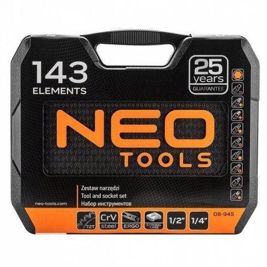 Набір інструментів Neo Tools, 143 од., універсальний, кейс RC_08-945 фото