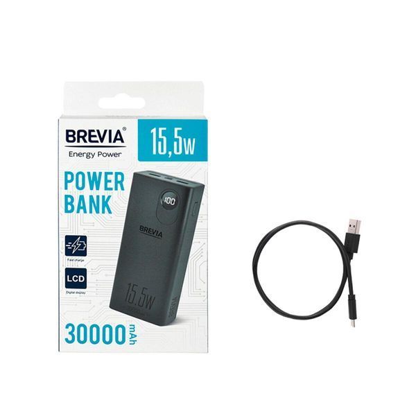 Універсальна мобільна батарея Brevia 30000mAh 15.5W Li-Pol, LCD LI_45315 фото