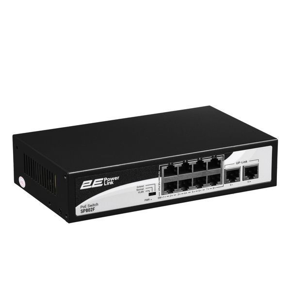 Комутатор 2E PowerLink SP802F 10xFE (8xPoE, 2xUplink), 96Вт, Некерований RC_2E-SP802F-2 фото