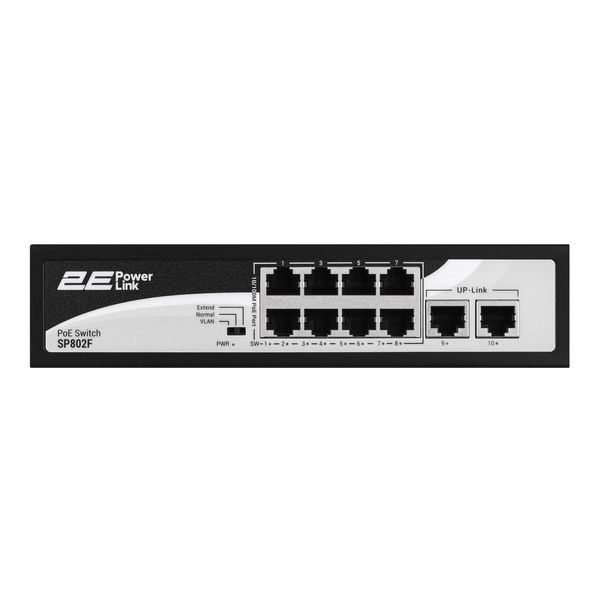 Комутатор 2E PowerLink SP802F 10xFE (8xPoE, 2xUplink), 96Вт, Некерований RC_2E-SP802F-2 фото