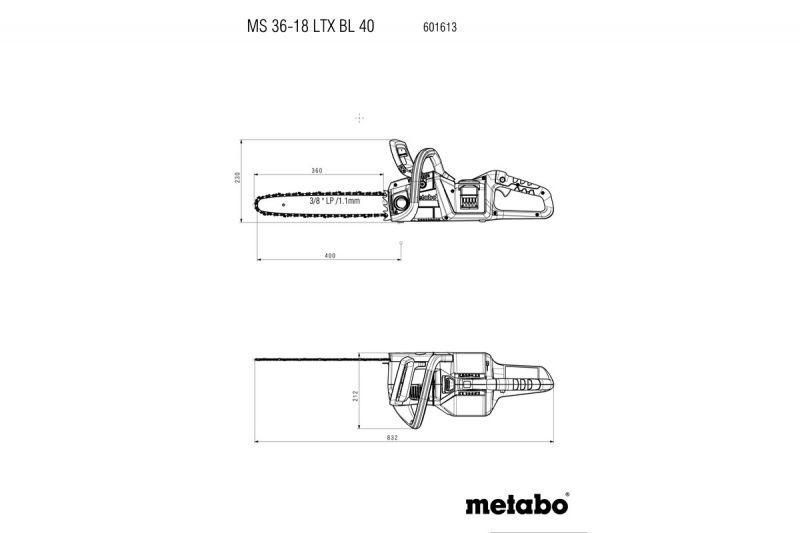 Акумуляторна ланцюгова пила Metabo MS 36-18 LTX BL 40 (каркас) HY_90114503 фото