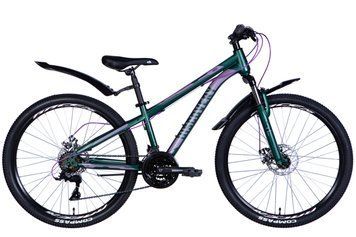 Велосипед сталь 26 Discovery TREK AM DD рама-13" зелений (матовий) з крилом Pl 2024 VT_OPS-DIS-26-556 фото