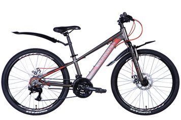Велосипед алюміній 24 Discovery QUBE AM DD рама-11,5" сіро-червоний (матовий) з крилом Pl 2024 VT_OPS-DIS-24-338 фото