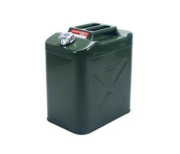 Каністра Merlion YT-HS-FX-30L, металева з клапаном + гнучка лійка, об'єм - 30 л, розмір - 355х255х420 мм, колір - зелений U_33335 фото