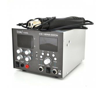 Паяльная станция BAKKU BA-9305L, индикация - цифровая, в комплекте - фен, паяльник, БП, DC 0-30В, 5A U_12833 фото