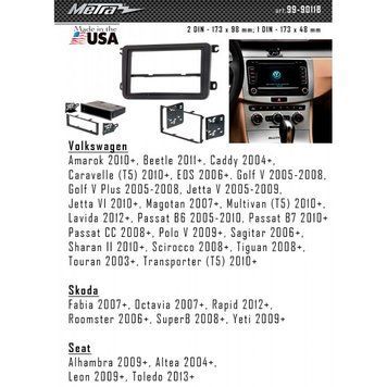 Переходная рамка Metra 99-9011B для Volkswagen Caddy, Golf, Jetta, Passat, Polo, Tiguan, Touran AV_99-9011B фото
