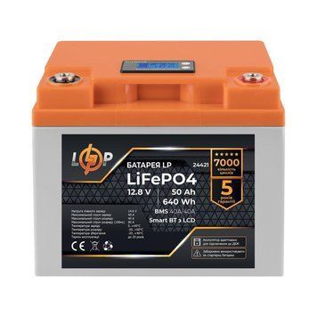 Акумулятор LogicPower LiFePO4 12,8V - 50 Ah (640Wh) (BMS 40A/40А) пластик LCD Smart BT LP_24421 фото