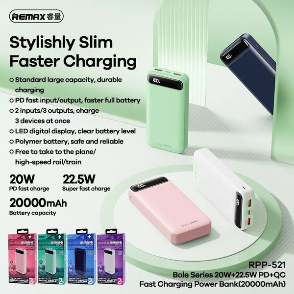 Повербанк 20000 mAh 22,5 Вт Remax RPP-521 Синій AMA_521 фото
