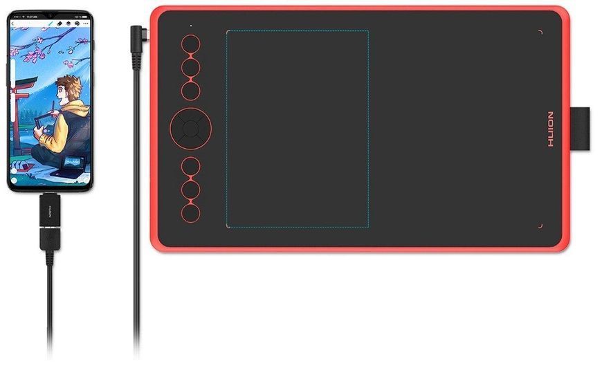Графічний планшет Huion 9"x5.6" H320M USB-C, червоний RC_H320MCR фото