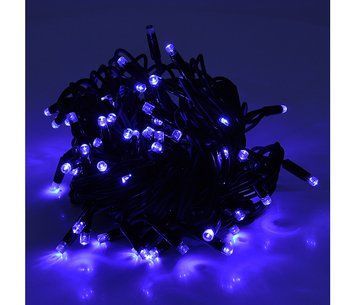 Гірлянди Voltronic 100LED (ДІОД) вулична, колір - синій, довжина - 10 метрів, чорна ізоляція U_23443 фото